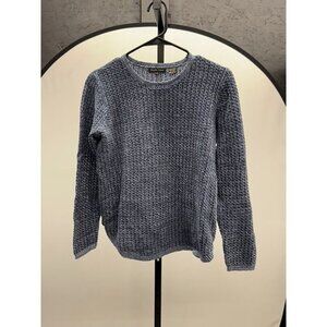 Jeanne Pierre Blue Knit Cotton Crewneck Sweater